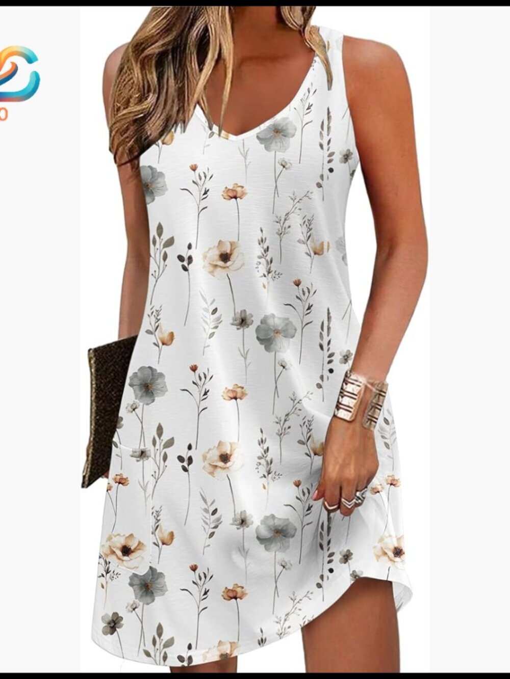 Loose V-Neck Sleeveless Sundress with Pockets, Swimsuit Coverup
